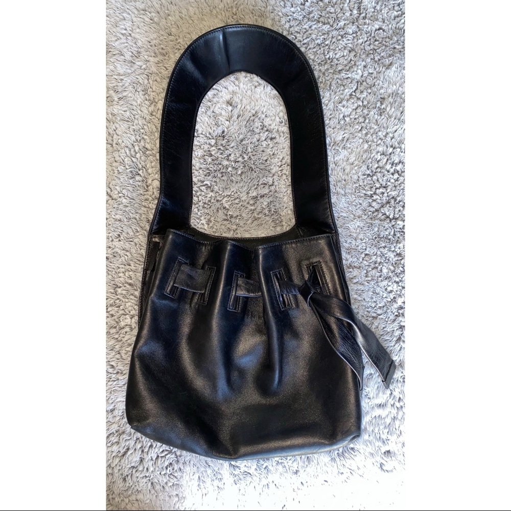 Gucci. 100% Authentic Black Drawstring Satchel Ba… - image 2